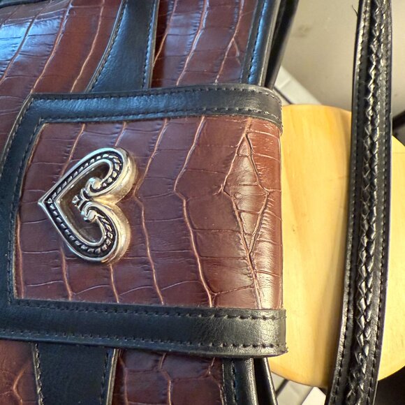 Brighton crocodile embossed vintage bag brown and black with Heart emblems. - Picture 13 of 14